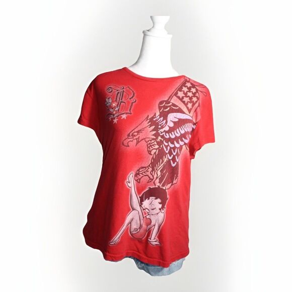 Betty Boop Womens Sz XXL Jerry Leigh 2008 Red Y2K T Shirt Nostalgic Playful Baby - Picture 1 of 10